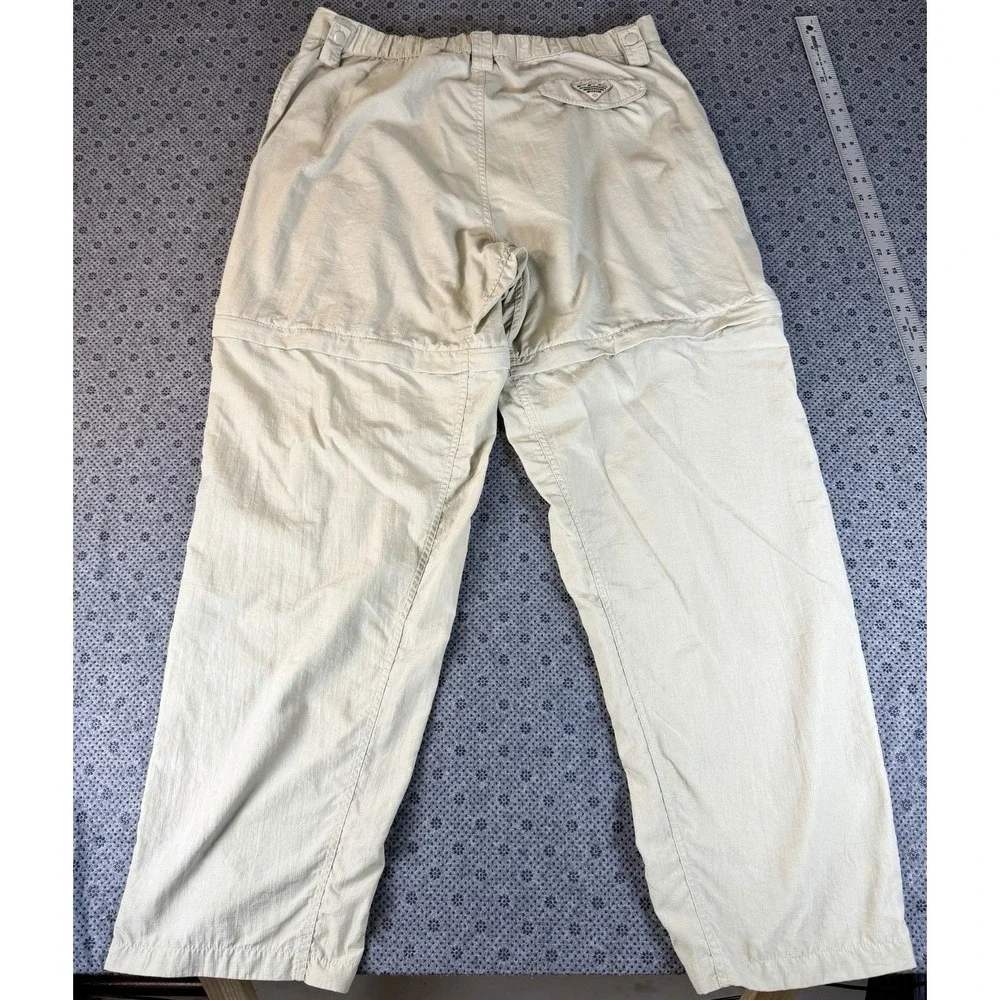 Columbia PFG Cargo Pants Mens L Convertible Hiking Outdoors Fishing Beige